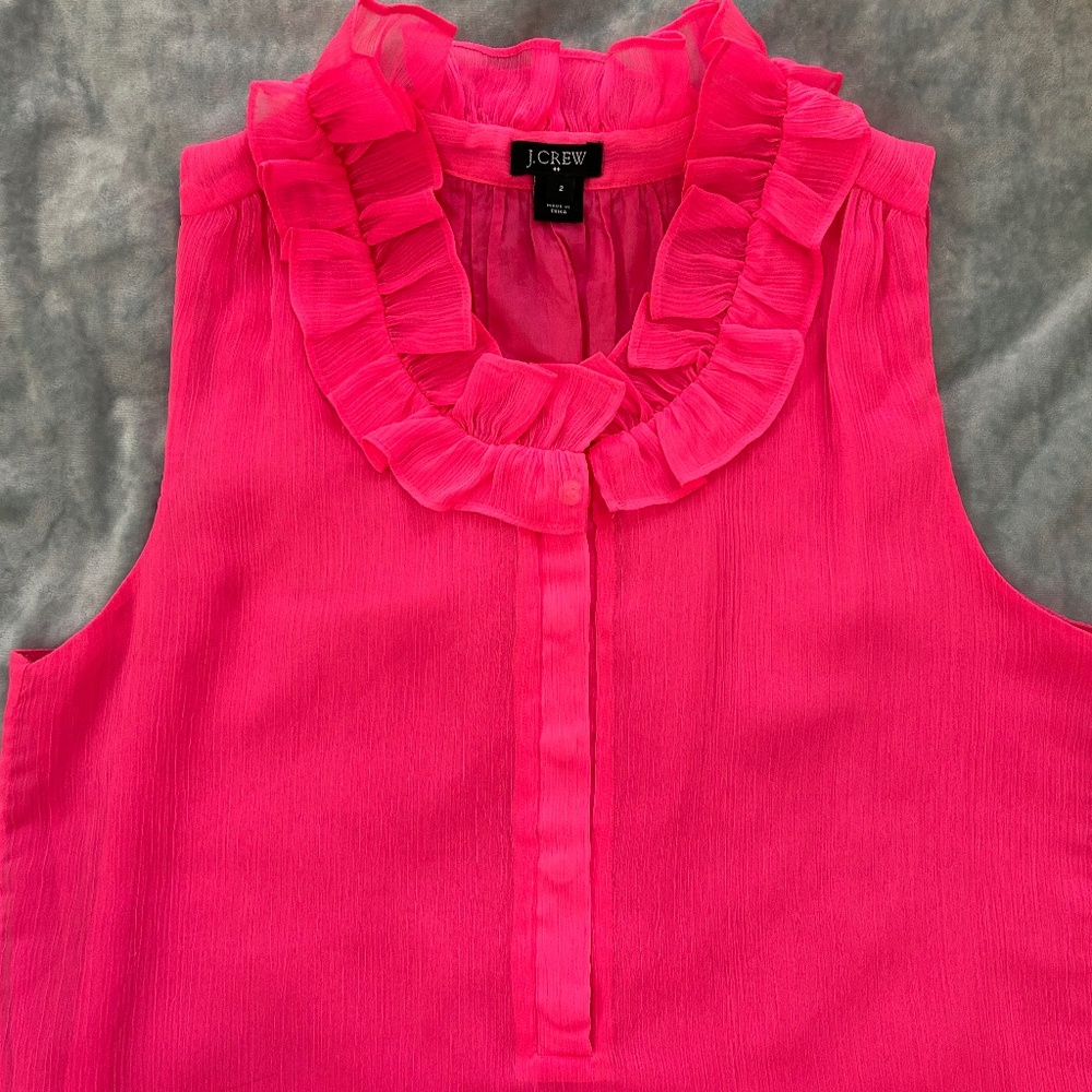 J. Crew Neon Pink Sleeveless Blouse! Size 2!